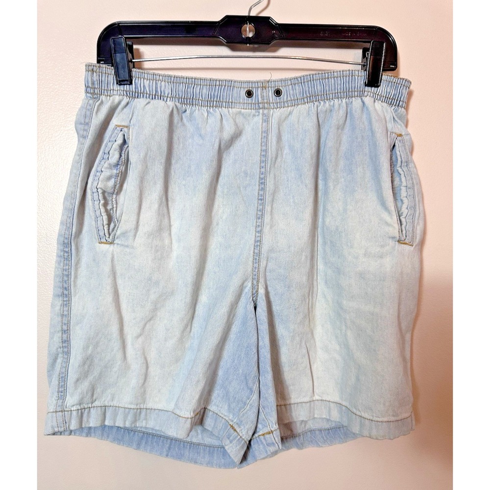 Hastings & Smith Shorts Womens PL Petites Blue Light Denim Elastic Waist Cotton